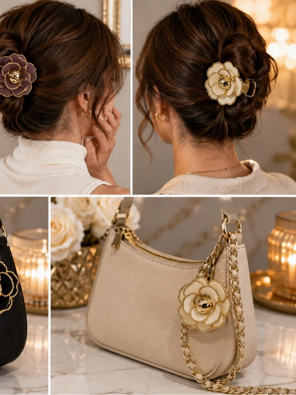 Camellia Flower Hair Claw Clips